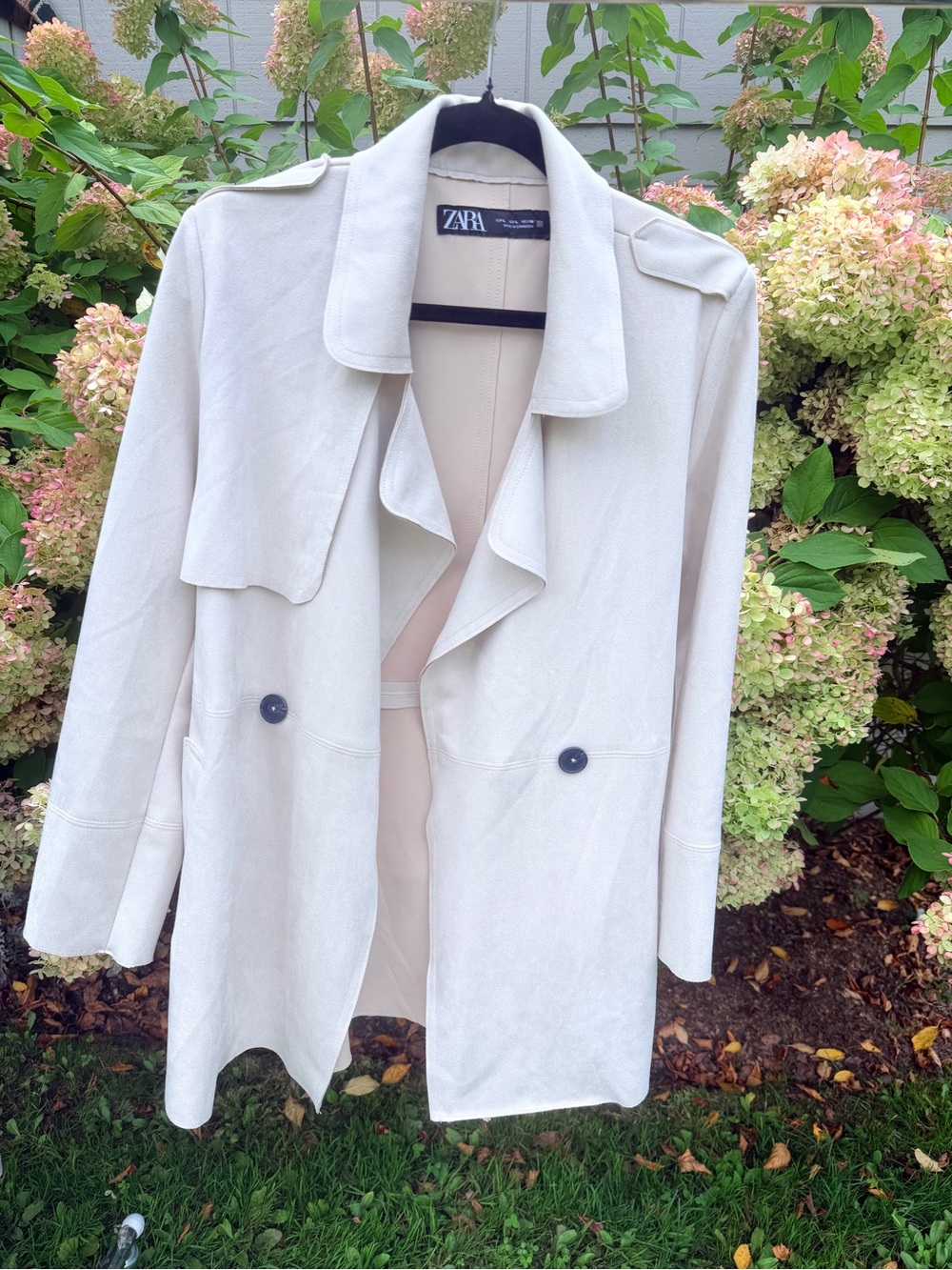 Zara Light Cream Double-Breasted Trench Coat